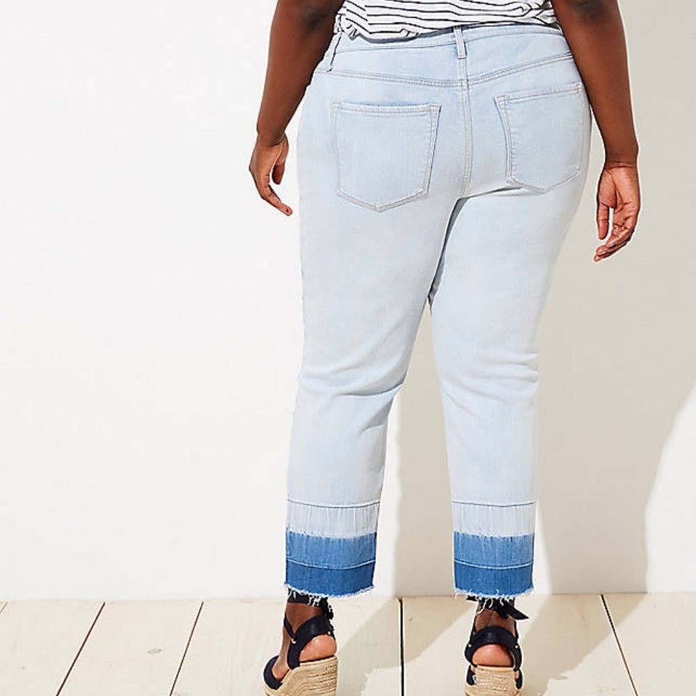 NWT-LOFT - PLUS SIZE- Light Wash Cropped Jeans 👖 with Dark Hem